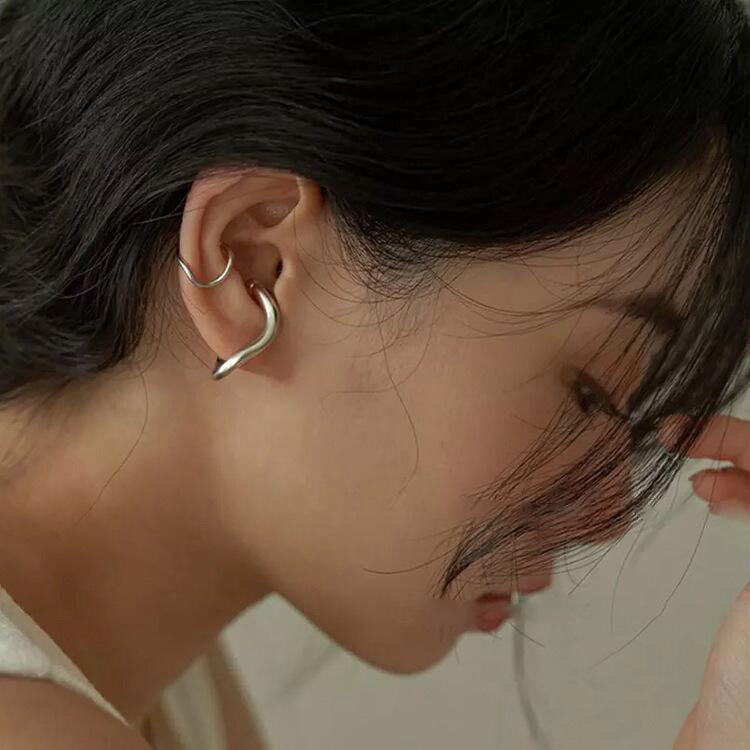 Stainless Steel Chunky Round Circle Clip Earring for Women Gold Color C Shape Ear Cuff Stud Tube Thick Earclips Jewelry