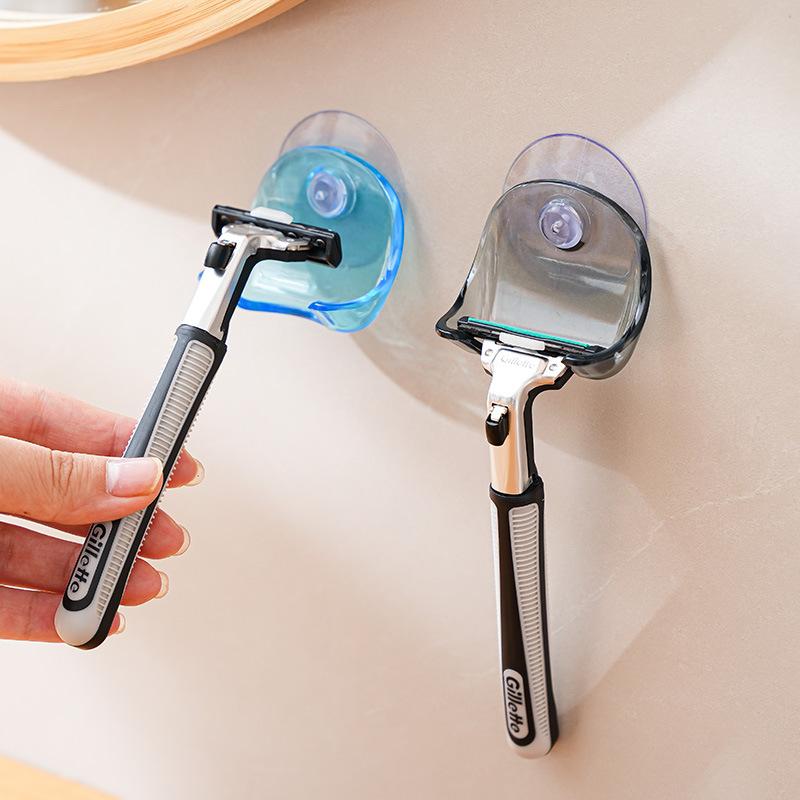 

Suction Cup Razor Holder Punch-free Manual Razor Shaver Storage Rack Drain Wall-mounted Bathroom Storage Rack 1PCS сірий