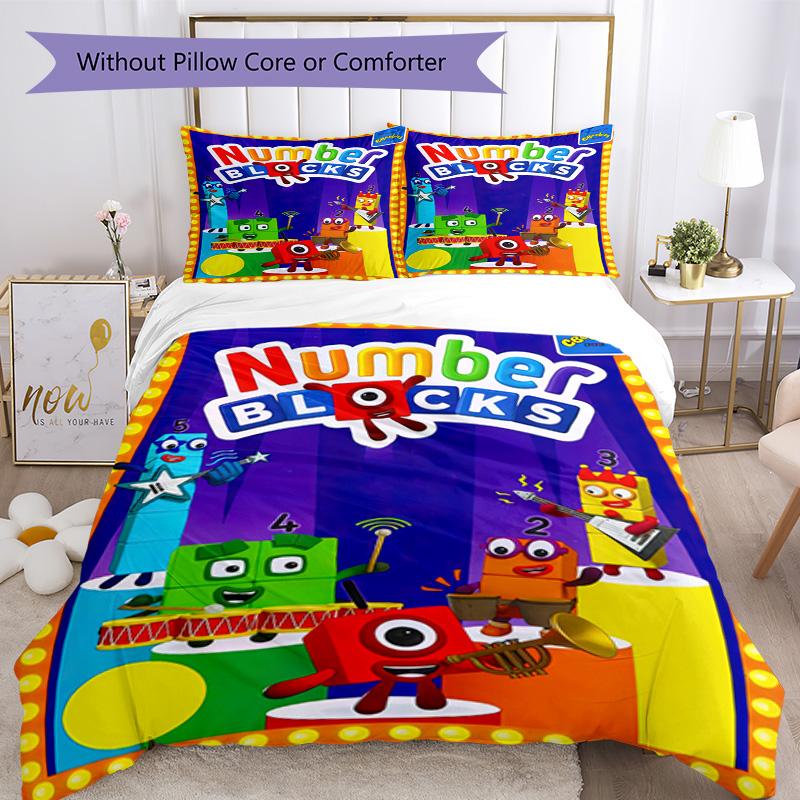 Numberblocks Bettwäsche-Set Atmungsaktiver Bettbezug mit Kissenbezügen Dekorative Bettwäsche für Schlafzimmer Heimdekoration Geburtstagsgeschenk
