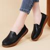 Women's casual large-sized spring and summer breathable loafers, walking leather shoes, fashionable flat work shoes for women