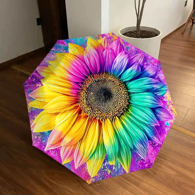 1pc Colorful Sunflower Artwork Umbrella with Plastic Handle,Suitable for All Seasons Home Travel Outdoor UmbrellaDD1367