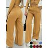 Women's High Waist Wide Leg Pants with Button Detail
