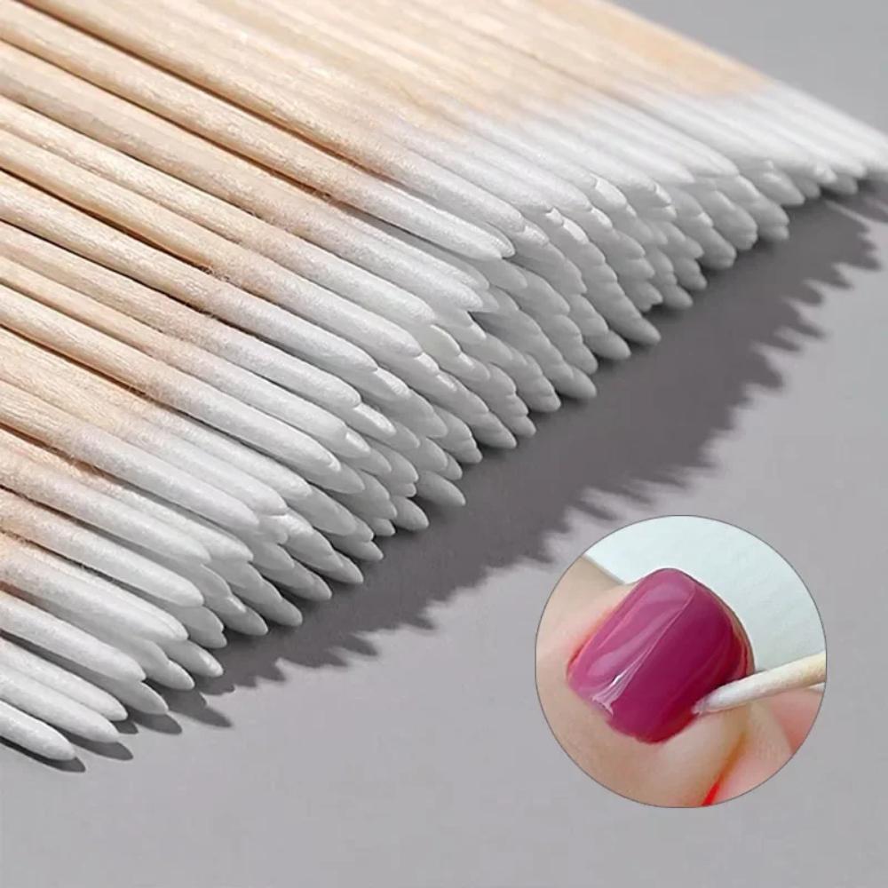 100/300/500 Bastoncini Cotton Fioc Punta Legno Unghie Usa e Getta Rimuovi Dettagli Ultra Bastoncini Correttori Smalto per Unghie Strumenti Manicure