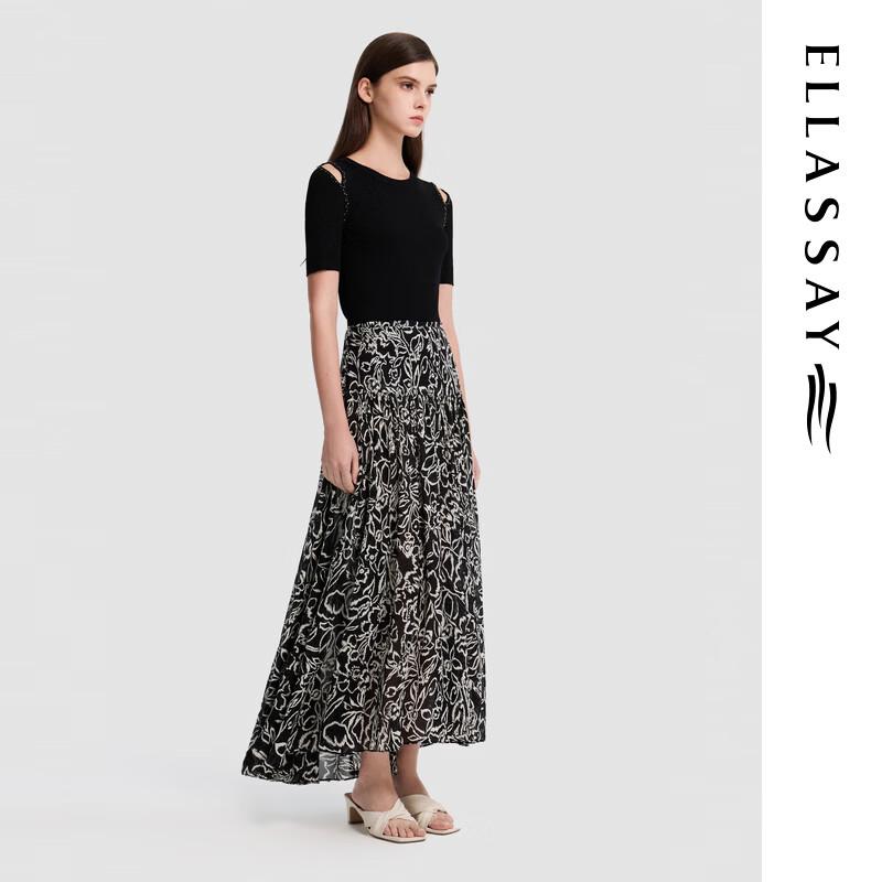 ELLASSAY 2026 S/S Women's Off-Shoulder Embellished Ribbed Knit Top