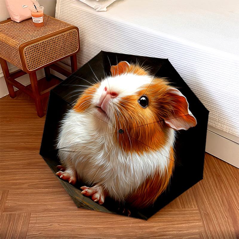 1 PC Automatic Folding Umbrella - Cute Guinea Pig Pattern, Portable & Foldable Design with 8 Ribs, Christmas Birthday Gifts
