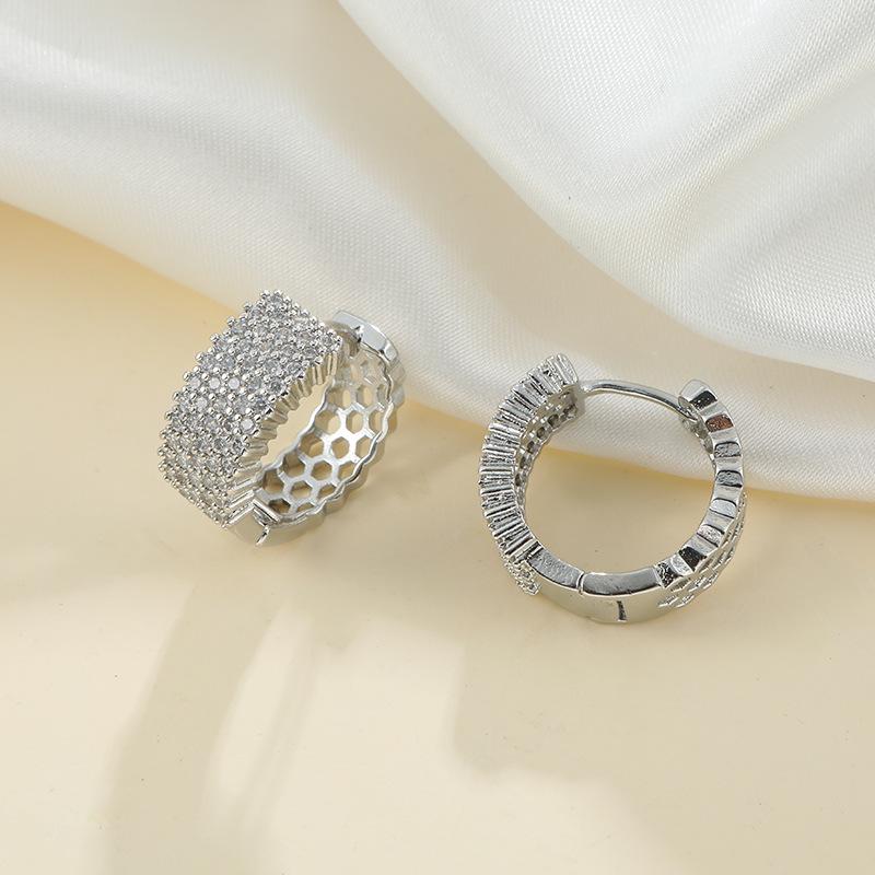 Huazi Style Zircon Stud Earrings for Women - Gold-Plated, Non-Fading Luxury Jewelry