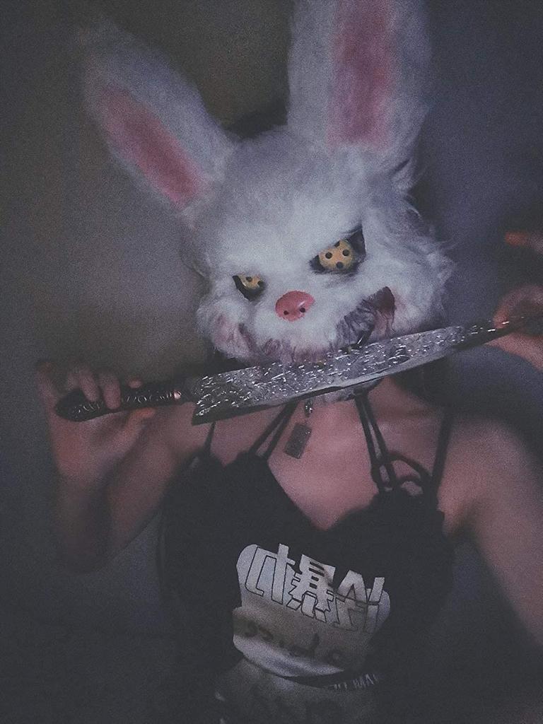 Halloween Horror Bloody Head Cover Mask Rabbit Bear Cosplay Mask Halloween Carnival Costume Headgear Props Handmade Party Dance
