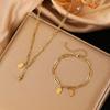 Double Layer Gourd Wealth Bracelet for Women - Fashionable Chinese Style, Anti-Fade Titanium Steel Jewelry