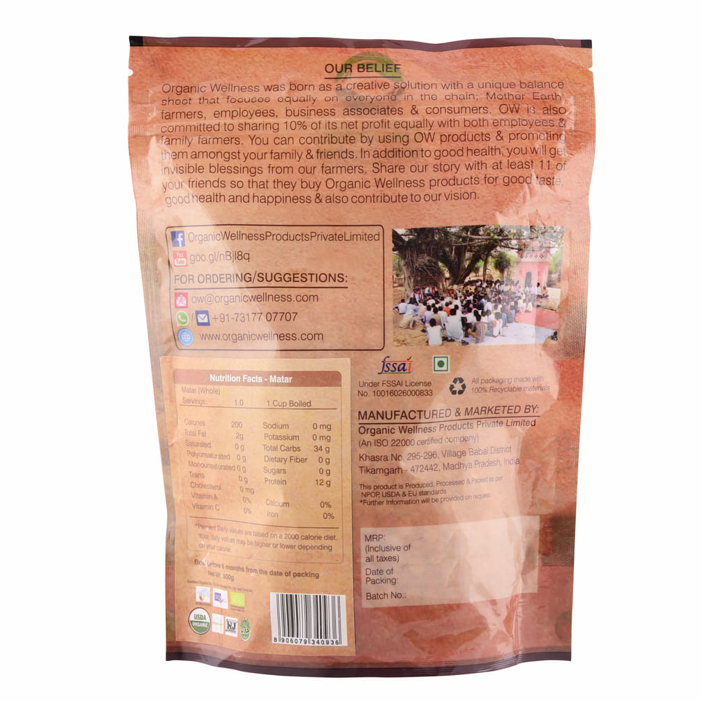 White Matar (white Peas) (450 G), White Matar Split, Organic Wellness