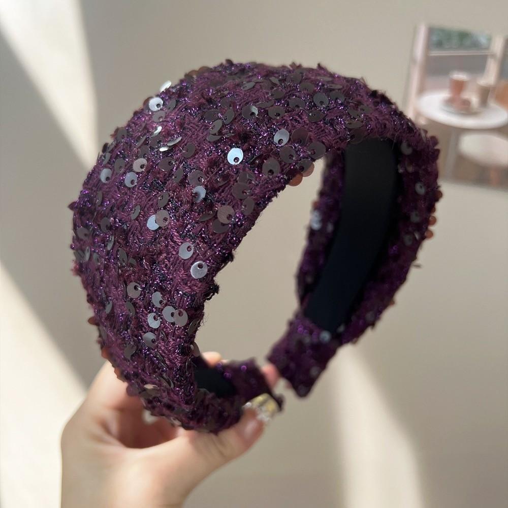 Handmade Craftsmanship Hair Hoop Tweed Fabric Wide Headband Elegant Anti-Slip Headband Daily Use