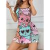 Summer sling nightgown Sexy sleeveless slim funny cartoon print Women Trim Underwear Camisole Nightdress mini sleepwear homewear