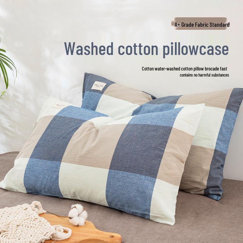 Set di Federe 100% Cotone Puro Lavato per Dormitorio - Confezione da Due Federe, Adatto per Cuscini Singoli o Doppi.