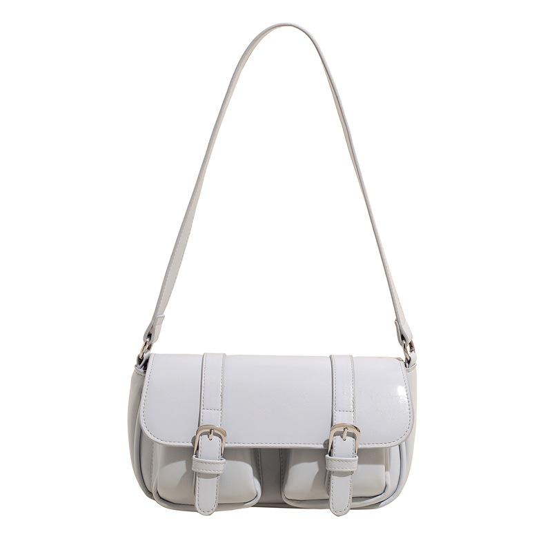 Retro simple mailman bag hand carry small square bag new trendy high-end fashion baguette bag single shoulder messenger bag