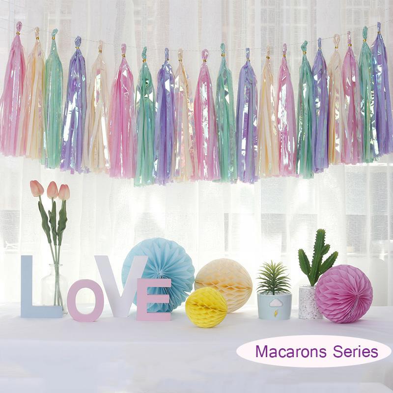 Party Unicorn Garland Rainbow Iridescent Tassel Garlands Paper Flower Wedding Decoration Birthday Baby Shower Party Decorations