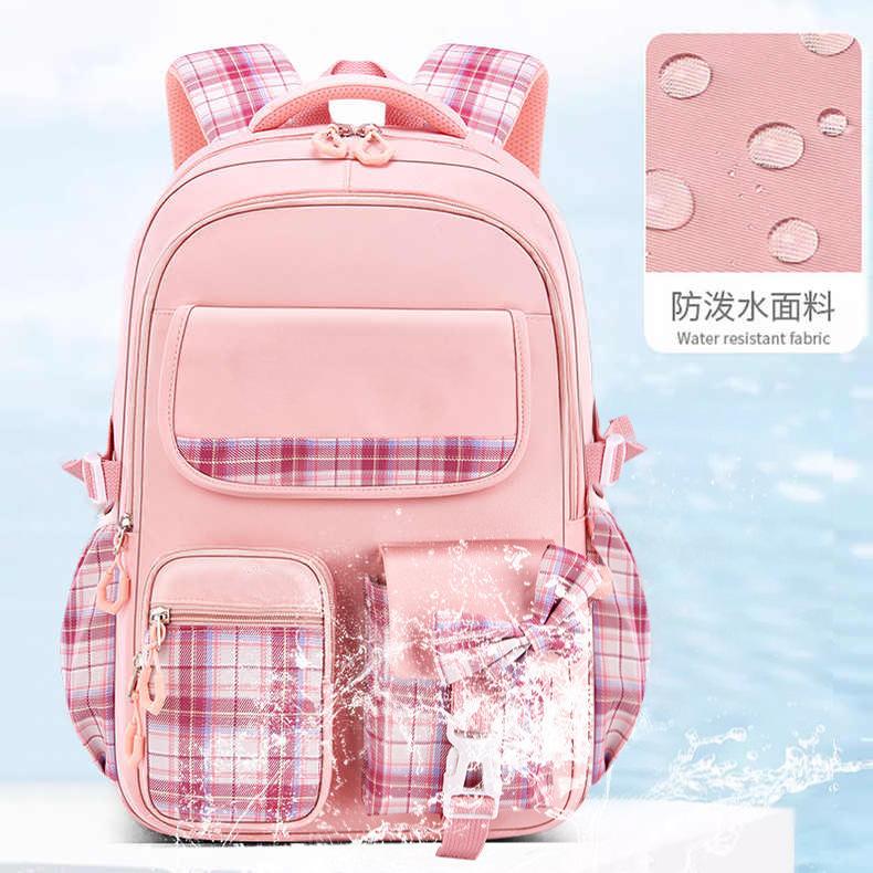 Schoolbag New Elementary School Bag Children's Bag for Grades 1-1 Ultra Light Burden Reduction Girls Bow Princess Backpack Large Capacity