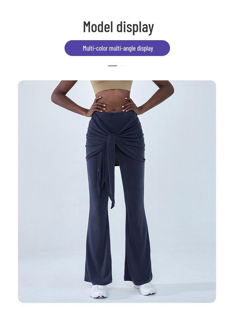 Dual-Layer Tie-Up Flare Yoga Pants - Slimming Pilates Leggings