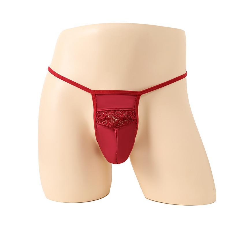Mini Thong Men'S Penis Pouch Hole Erotic Lingerie Sexy T-Back G-String Bikini Underwear Roleplay Nightwear Front Open Underpant