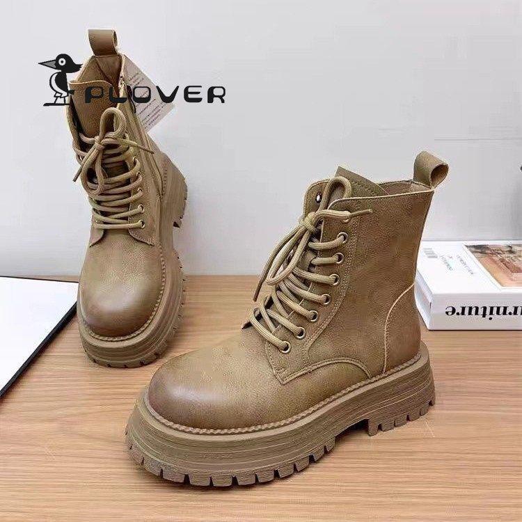 

Women s Thick-Soled Retro Martin Boots - 2023 Autumn/Winter Fashion Trend 38