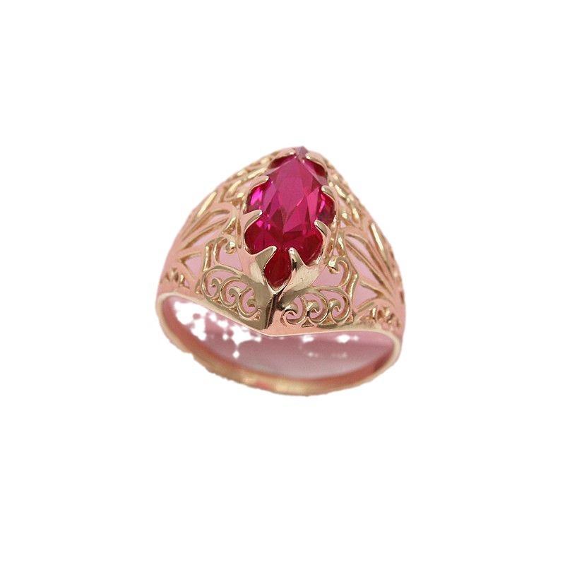 Purple Gold-Plated Rose Gold Inlaid Redstone Hollow Ring, Foreign Style Generous Fashion Women'S Jewelry