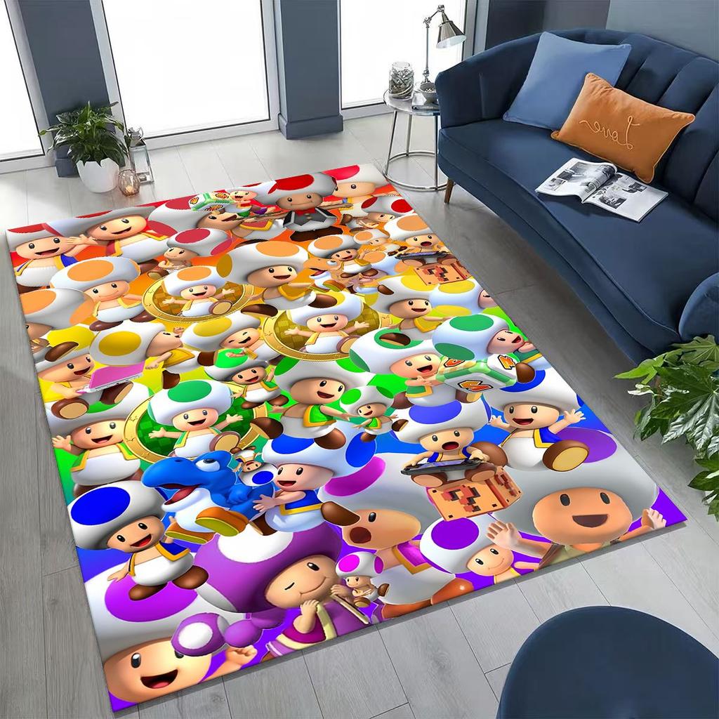 2026 New Retro Mario Cartoon Gift Rug for Bedroom Living Room Sofa Home Doormat Decor, Large Kids Play Non-slip Floor Mat