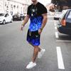 Men 2Pcs Sets Summer 3D Print Casual Gradient Suit Shirt  Shorts Streetwear Shirt Holiday Two Piece Suit
