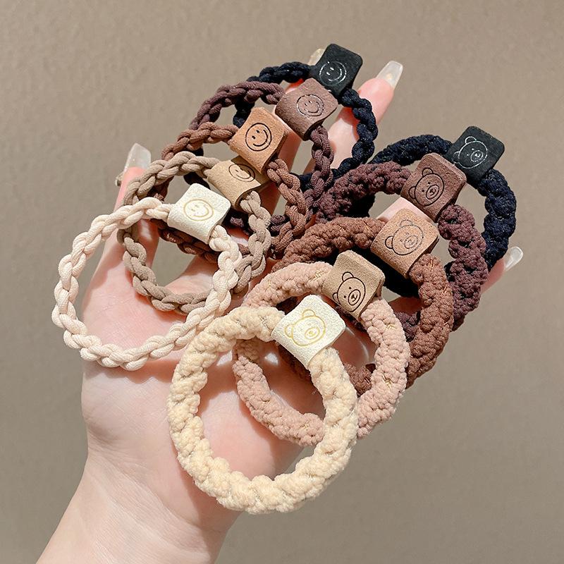 Kleiner Bär Hochelastisches Kaffee-Haargummi für Frauen und Mädchen - Langlebig, Schlicht und Elegant