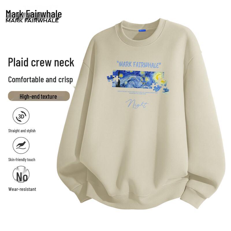 

Мужской свитшот Mark Fairwhale 2025 в американском стиле с принтом и круглым вырезом 2XL