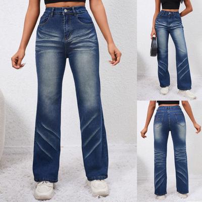 Girls Fashion Baggy Skinny High-Waisted Stretch Straight Jeans