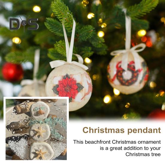 Küsten-Weihnachtsschmuck, hängende Seeglasstücke, Lichtfänger, Strandglas, Sonnenfänger auf Acrylkreis für Fenster, Baumdekoration