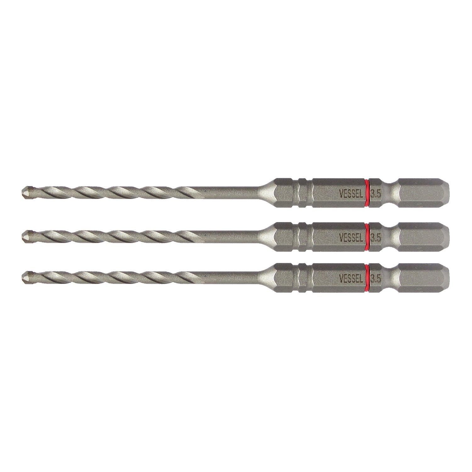 

VESSEL Concrete Drill Bit Cushion Set, Drill, 3.5mm, 3-Piece Set, ACD-3S-3.5