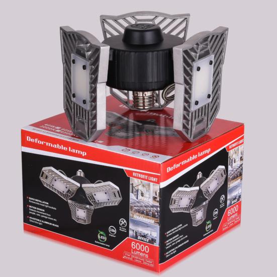 LED-Garagen-Deckenleuchte, faltbar, verformbar, 60 W, superhell, wasserdicht, energiesparend, für Lager, Parkplatz, Keller