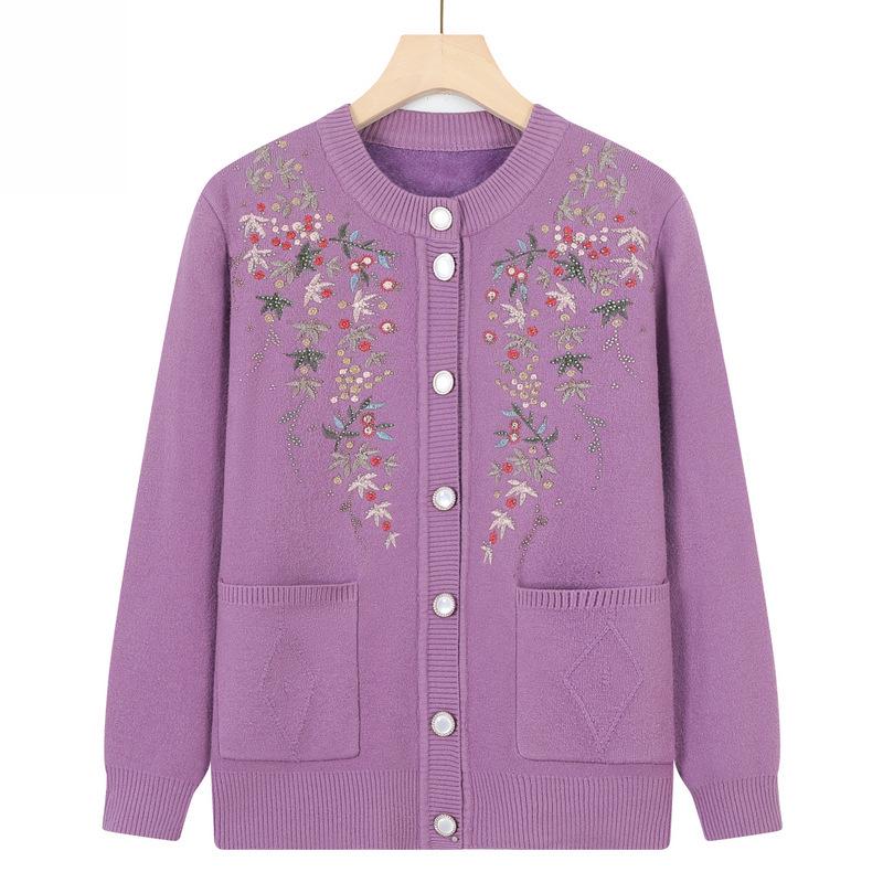 Damen-Winterpullover mit Samtfutter für mittlere und ältere Menschen - Kollektion 2025