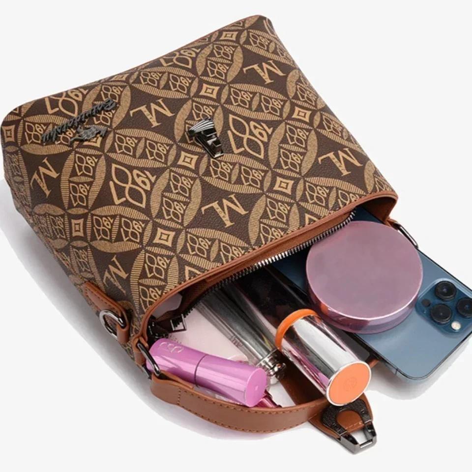 Neue tragbare, vielseitige Messenger-Schultertasche mit Vintage-Print für Damen mit großer Kapazität