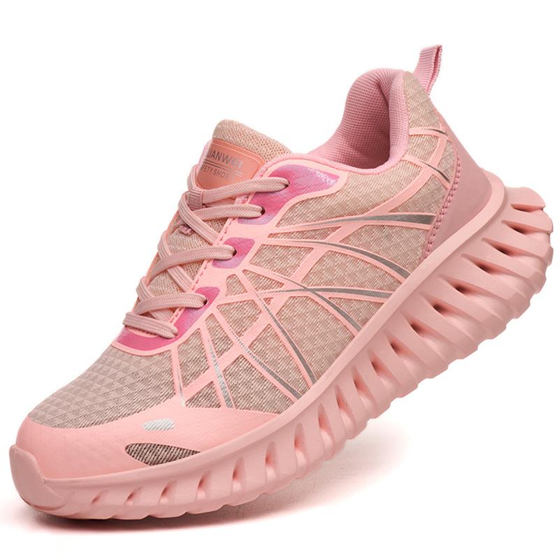 

Pink women s work safety shoes Anti-smash Anti puncture Work Sneakers Steel toe shoes Lightweight comfort Protection Shoes New 35