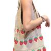 Large Capacity Strawberry Woven Tote Bag Knit Crochet Durable Womens Handbag with Spacious Compartments