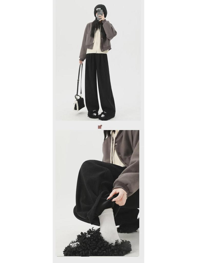 Maillard Women's Wide-Leg Velvet Corduroy Pants for Autumn/Winter 2025 - New Loose Slim Fit by Yamamoto