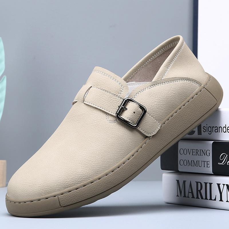 Summer Men's Shoes Leather Retro Lazy Casual Leather Shoes Men's Soft Sole Light One Pedal Versatile Breathable