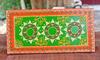 Indian Folk Art Mirror Work Wood Wall Panel: Hand-Painted Ethnic Decor