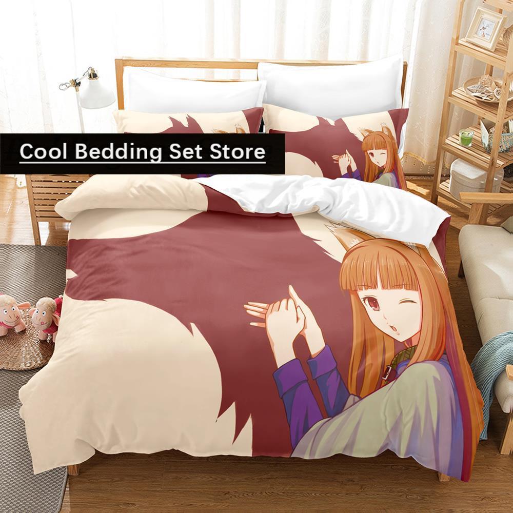 Spice and Wolf Bedding Set Single Twin Full Queen King Size Bed Set Aldult Kid Bedroom Duvetcover Sets 3D Print Anime