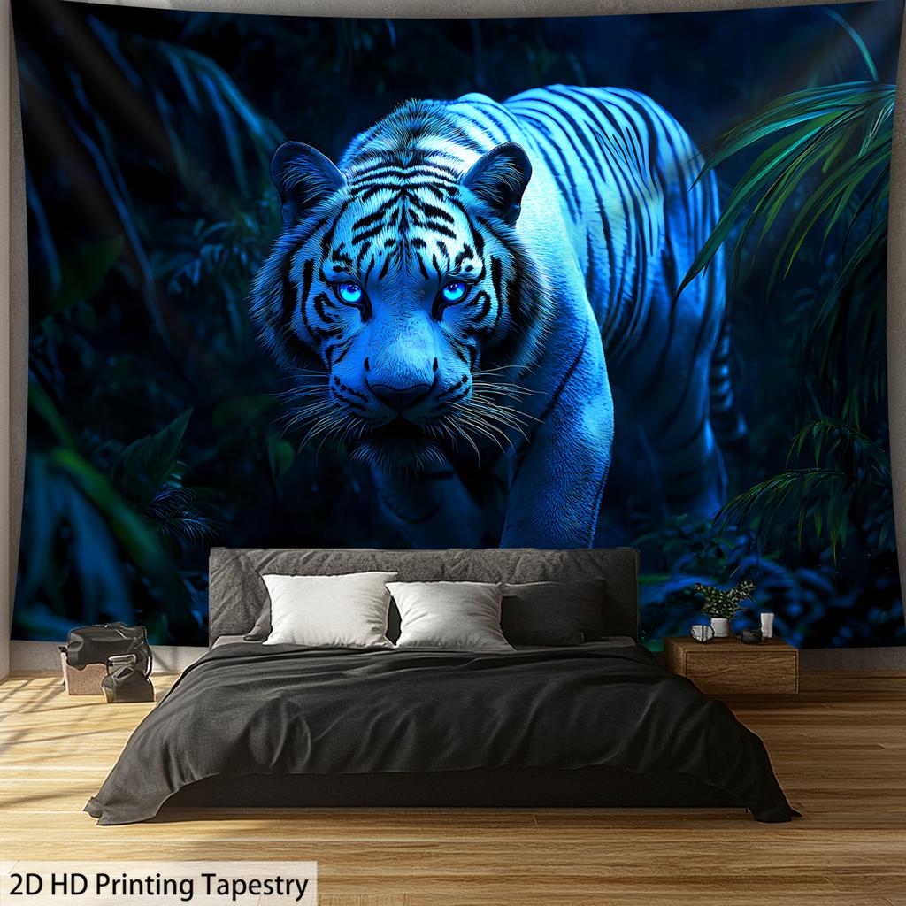 Adorable Mystic Beast Wall Tapestry, Forest Night Scene Design, Soft Hanging Decor, Perfect Gift For Nature & Adventure Lovers