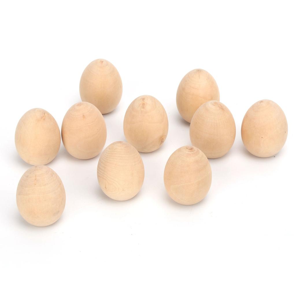 10Pcs Wooden Eggs Vivid Lightweight Portable Not Easily Broken Food Toy Faux Eggs for Family