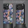 2D Floral Pattern Phone Case for iPhone 17 16 15 14 13 12 11 X XR XS Max Pro 8 Plus - Glass Protective Cover