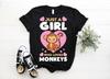 Just A Girl Who Loves Monkeys Cute Monkey Costume T-Shirt, Funny Animals Lover Gift, Zoo Trip Outfit, Birthday Party Present Clothes Apparel