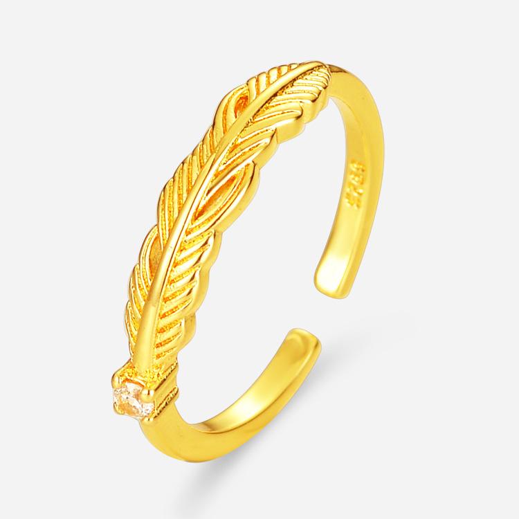 

Простое золотое перо кольцо женское то же самое нишевое темпераментное открывающееся регулируемое кольцо подарок на день рождения adjustable золотой