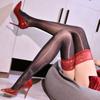 8D Oil Shiny Thigh High Stockings Sexy Flower Lace Tights Transparent Over Knee Long Socks Shiny Glossy Pantyhose Gyaru Medias