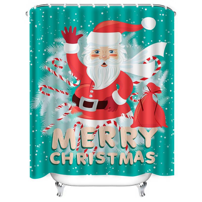 Tu Christmas Shower Curtain Merry Christmas Holiday Decor Festive Xmas Bathroom Fabric Backdrop Waterproof Holiday Decor