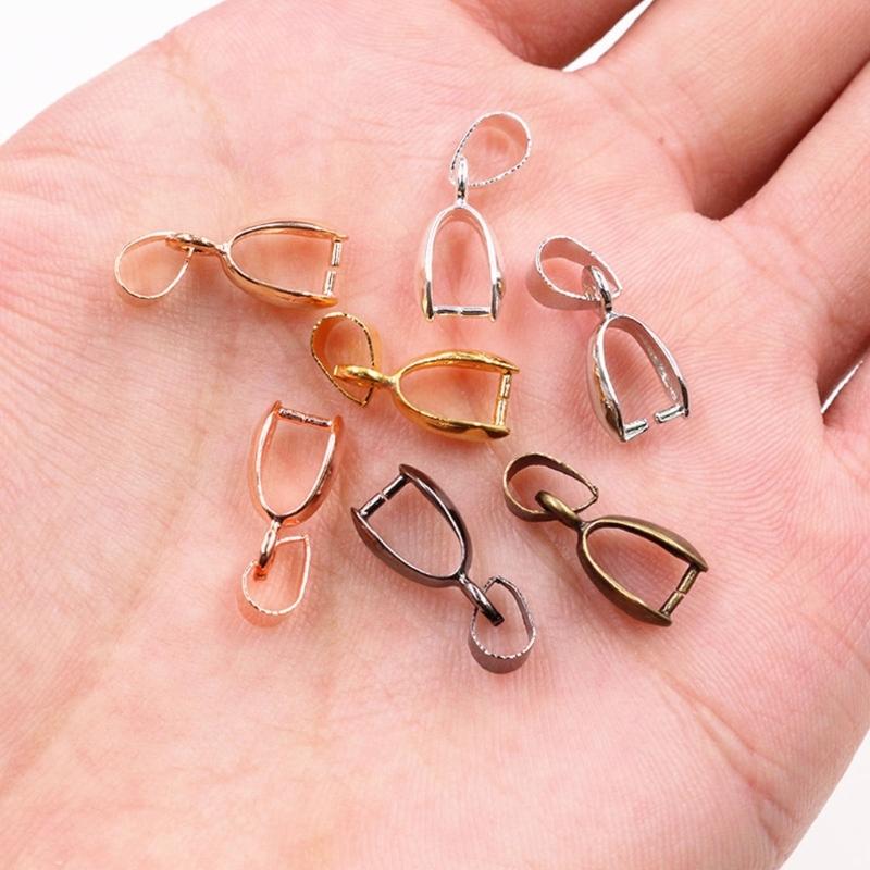 40Pcs Metal Pinch Clip Bail Clasp Copper Dangle Necklace Pendant Clamps Findings Jewelry Making Supplies