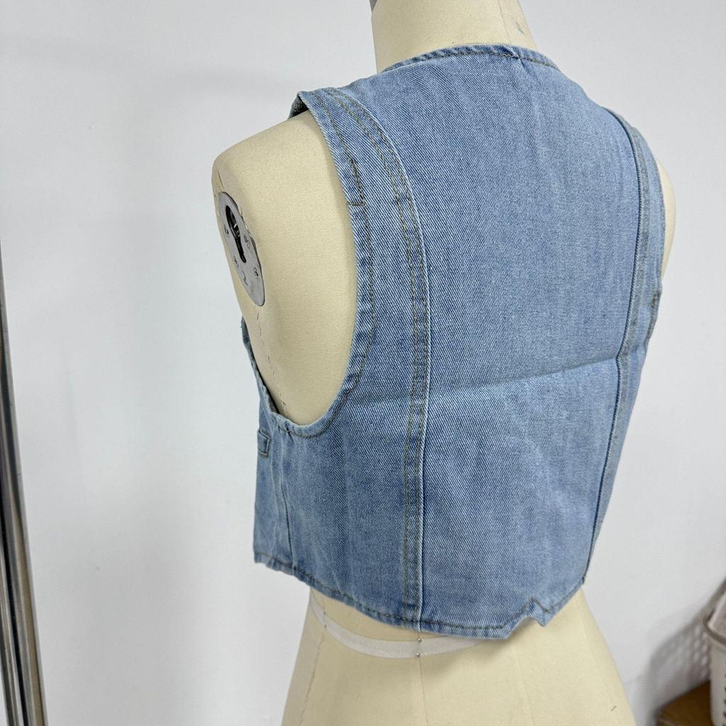 TUME Damska Modna Casualowa Kamizelka Denimowa