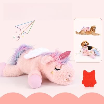 Giocattolo Peluche a Forma di Unicorno con Simulazione del Battito Cardiaco per Cani, Copertura Rimovibile, Giocattolo Compagno Anti-Ansia Calmante per Cuccioli e Cani di Taglia Media