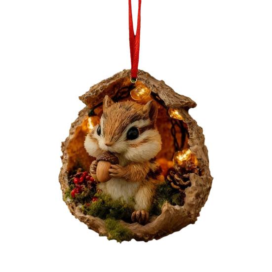 Yousheng Forest Animal Christmas Ornaments 2D Acrylic Woodland Creature Hanging Ornament Gift for Nature Lovers